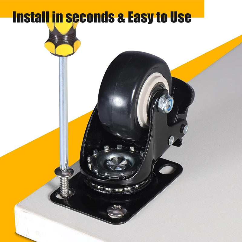 BowLift | 2" Caster Wheels Set of 4 Heavy Duty Plate Casters Polyurethane Silent Locking Casters