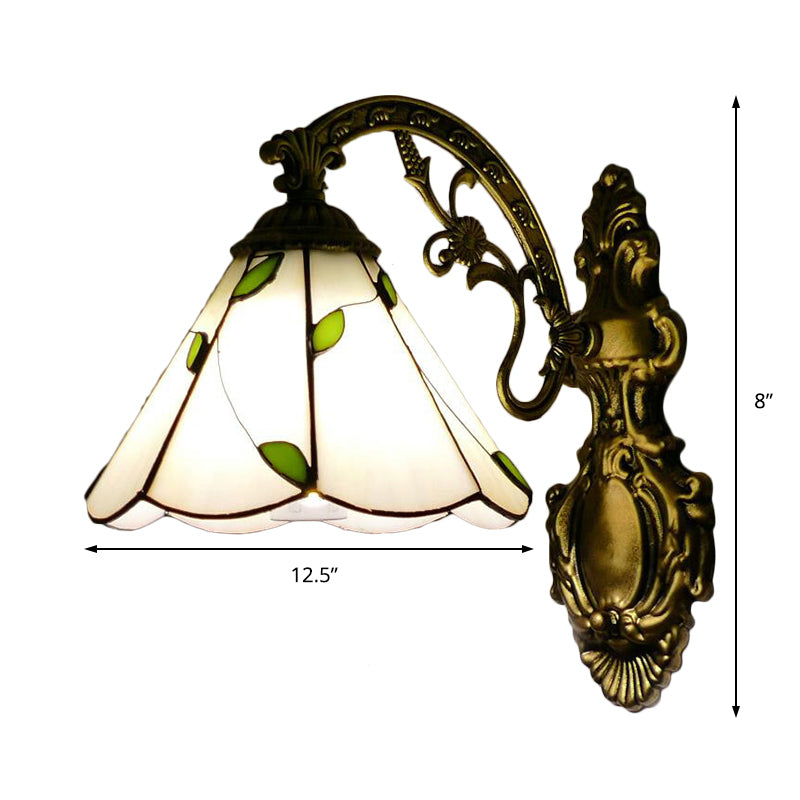 BowLift | Retro-Style Cone Wall Lamp Stained Glass 1 Light Wall Light for Stairs