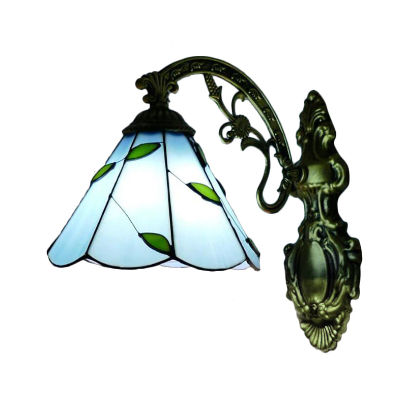 BowLift | Retro-Style Cone Wall Lamp Stained Glass 1 Light Wall Light for Stairs