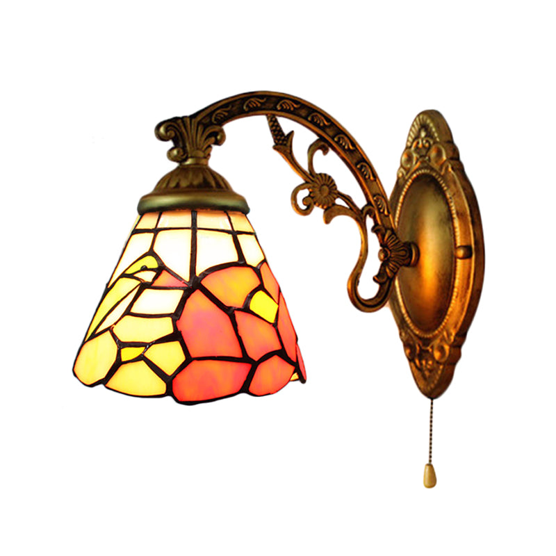 BowLift | Dining Room Floral Wall Lamp Lead Glass A Light Tiffany Rustic Wall Light in Antique Brass