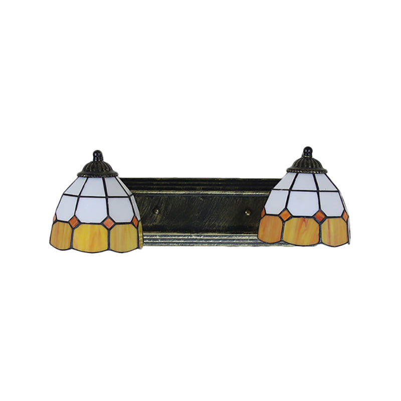 BowLift | Layered Pattern Wall Lamp Baroque Yellow and White Glass 2 Heads Bronze Wall Mounted Light