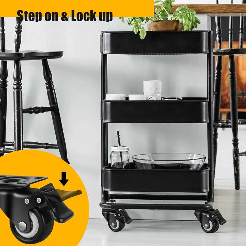 BowLift | 2" Caster Wheels Set of 4 Heavy Duty Plate Casters Polyurethane Silent Locking Casters