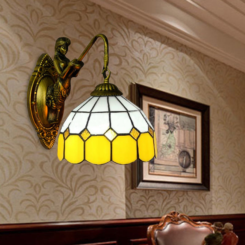 BowLift | Grit cartridges Sconce Light Baroque Yellow and White Glass 1 Head Brass Wall Mount Light