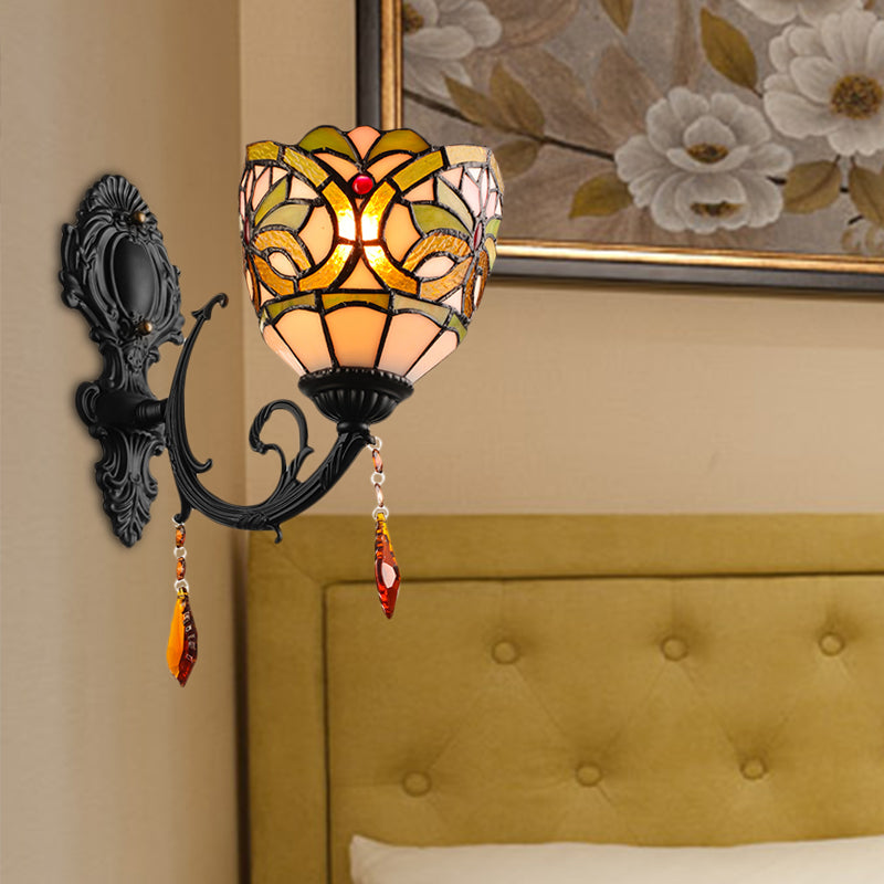 BowLift | Lodge Bowl Shade Wall Lamp Lighting Fixture Colored Glass 1-Light Crystal Lighting Fixture