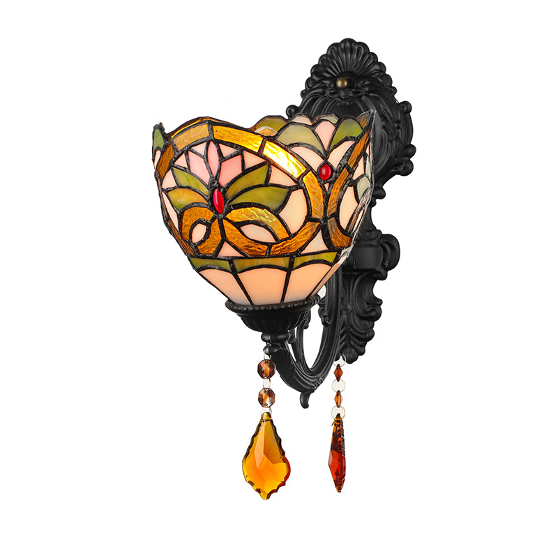 BowLift | Lodge Bowl Shade Wall Lamp Lighting Fixture Colored Glass 1-Light Crystal Lighting Fixture