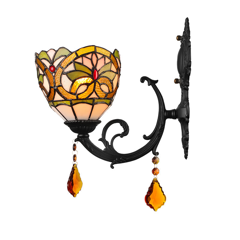 BowLift | Lodge Bowl Shade Wall Lamp Lighting Fixture Colored Glass 1-Light Crystal Lighting Fixture