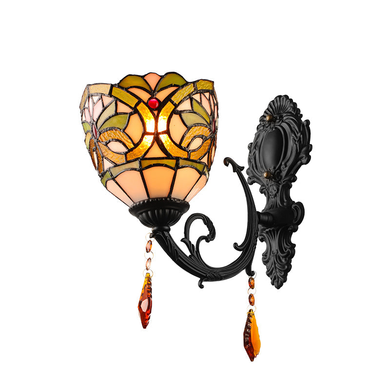 BowLift | Lodge Bowl Shade Wall Lamp Lighting Fixture Colored Glass 1-Light Crystal Lighting Fixture