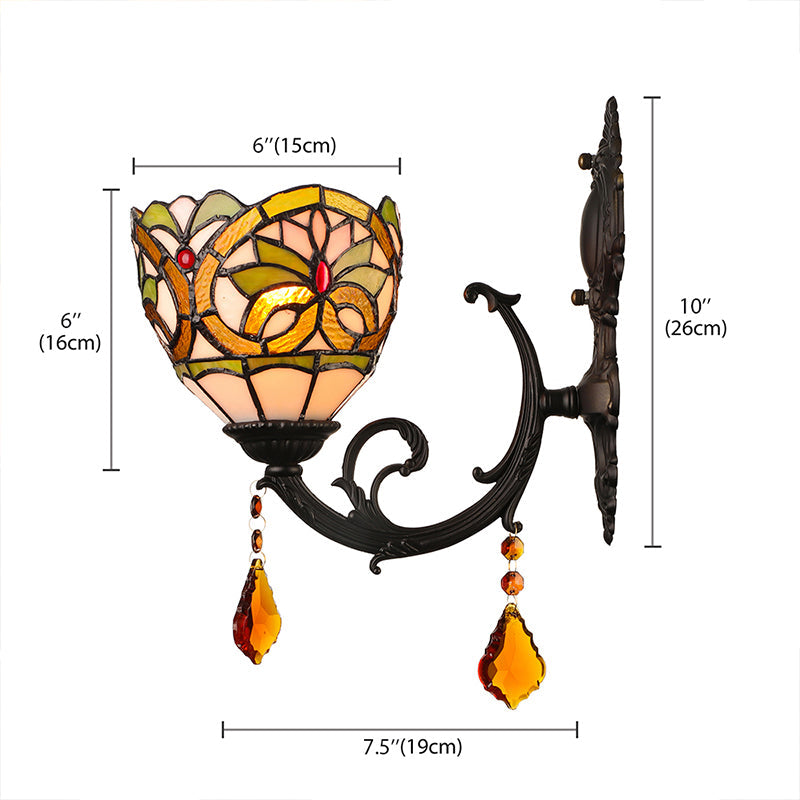 BowLift | Lodge Bowl Shade Wall Lamp Lighting Fixture Colored Glass 1-Light Crystal Lighting Fixture