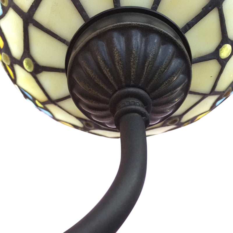 BowLift | Baroque Wall Lamp 1 Head Yellow/Blue Glass Wall Mounted Light with Flower Pattern