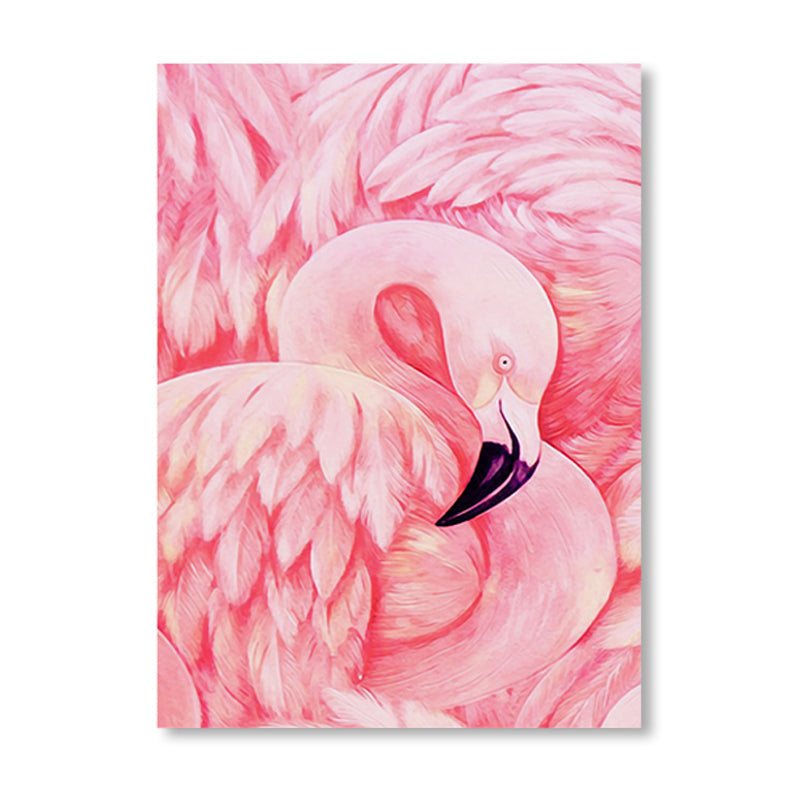 BowLift | Flamingo Canvas Print Tropical Style Texture Wall Art Decor in Pink for Family Room