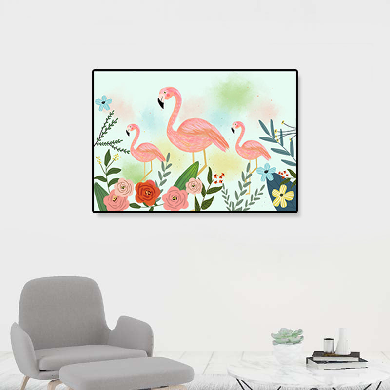 BowLift | Flamingo Print Painting Tropical Stylish Textured Canvas Wall Art for Dining Room