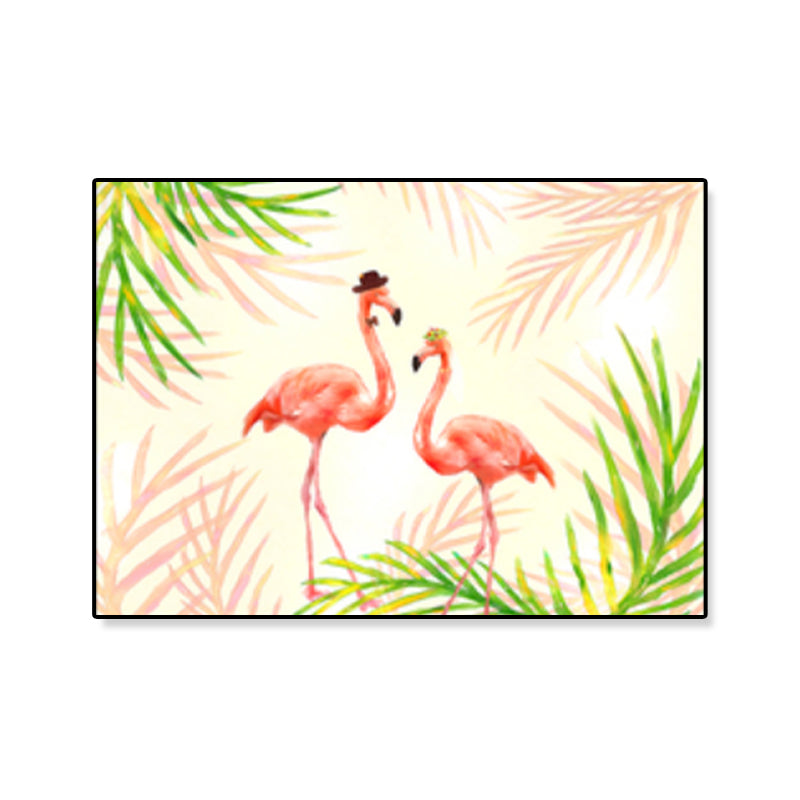 BowLift | Flamingo Print Painting Tropical Stylish Textured Canvas Wall Art for Dining Room
