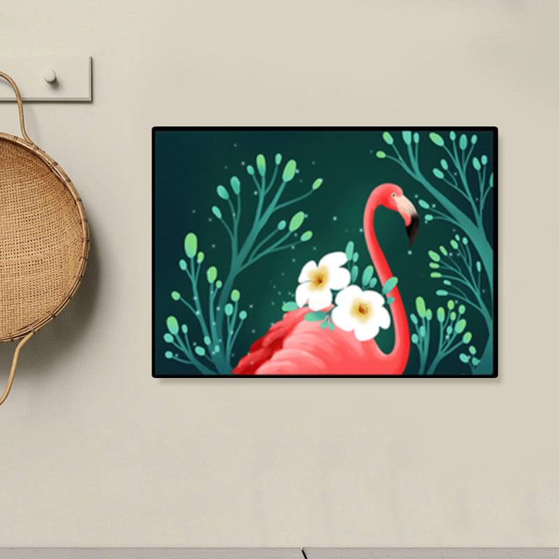 BowLift | Flamingo Print Painting Tropical Stylish Textured Canvas Wall Art for Dining Room