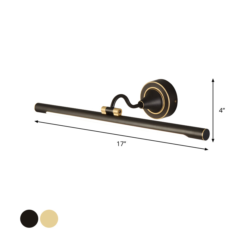 BowLift | Metallic linear LED wall light contemporary black/gold adjustable vanity light fixture with acrylic shade