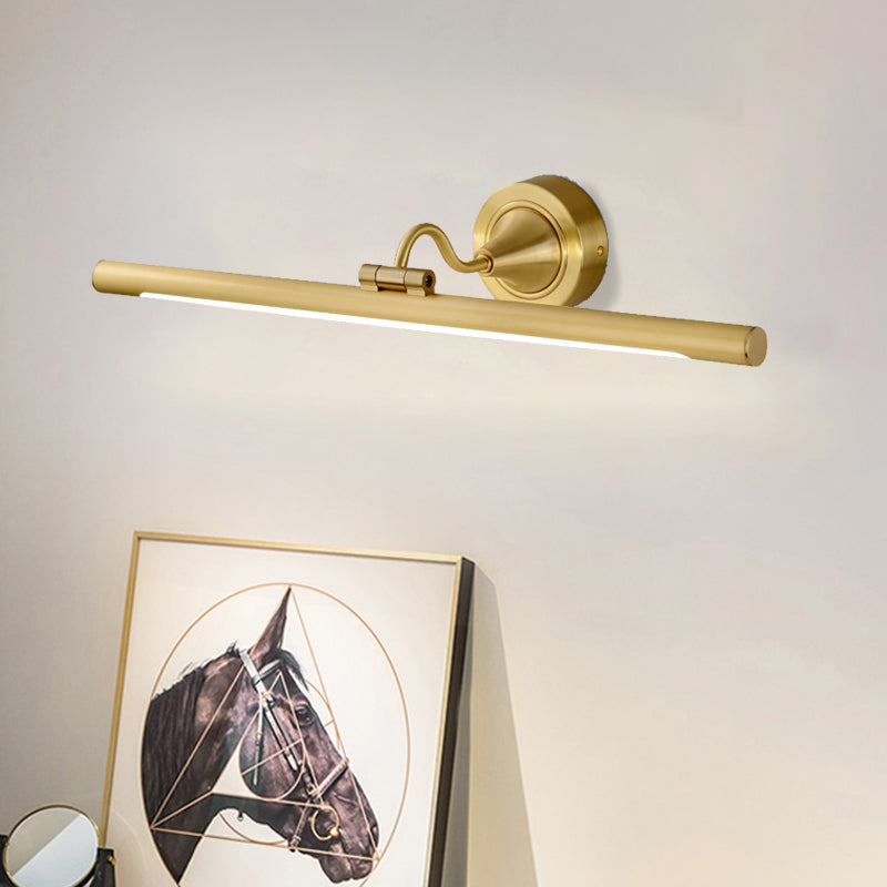 BowLift | Metallic linear LED wall light contemporary black/gold adjustable vanity light fixture with acrylic shade