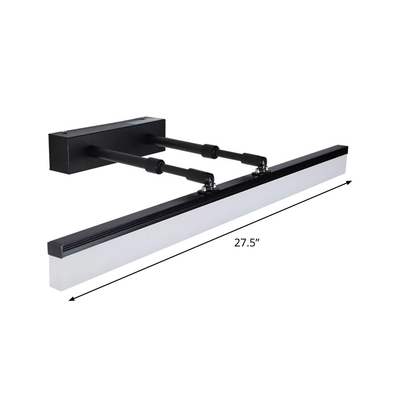 BowLift | Simple 23.5"/27.5" L LED bar light black straight wall lighting ideas with acrylic shade in warm/white light