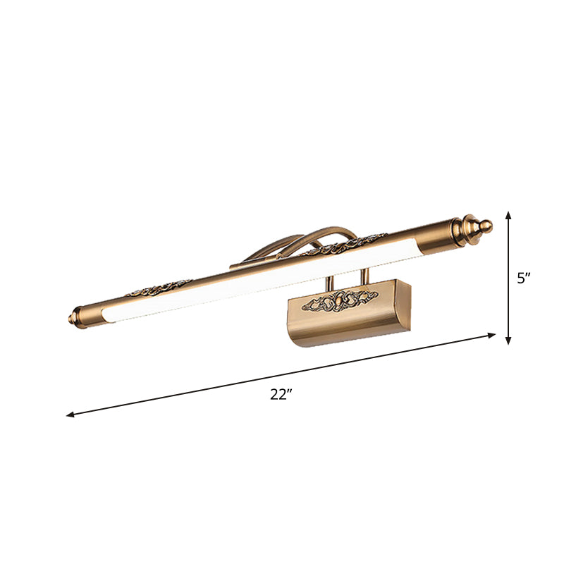 BowLift | Linear Metallic LED Wall Light Minimalist Brass Carving Vanity Mirror Light with Swivel Arm