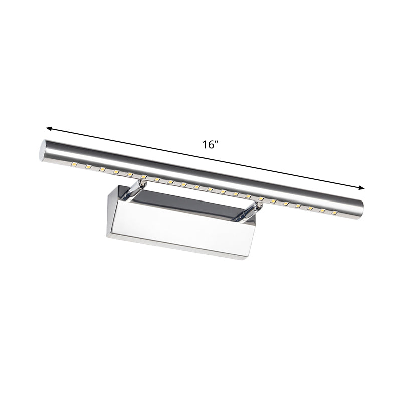 BowLift | Cylinder Wall Lamp Simplicity Metal 10"/16" L LED Bathroom Wall Light in Chrome, Warm/White Light