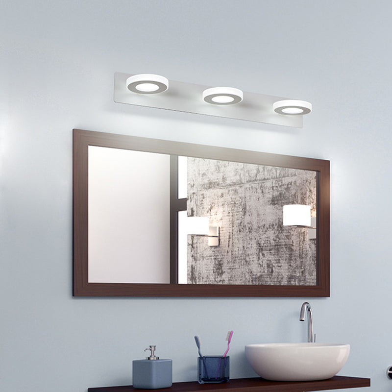 BowLift | Circle Bathroom Wall Lighting White Acrylic 3 Bulbs Contemporary Adjustable Vanity Lamp in Warm/White Light