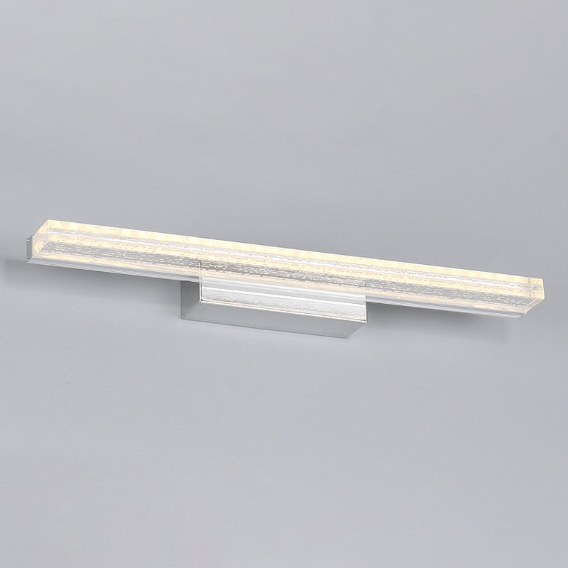 BowLift | LED Toilet Wall Lamp Modern Silver Wall Mounted Light with Rectangular Acrylic Shade in Warm/White Light