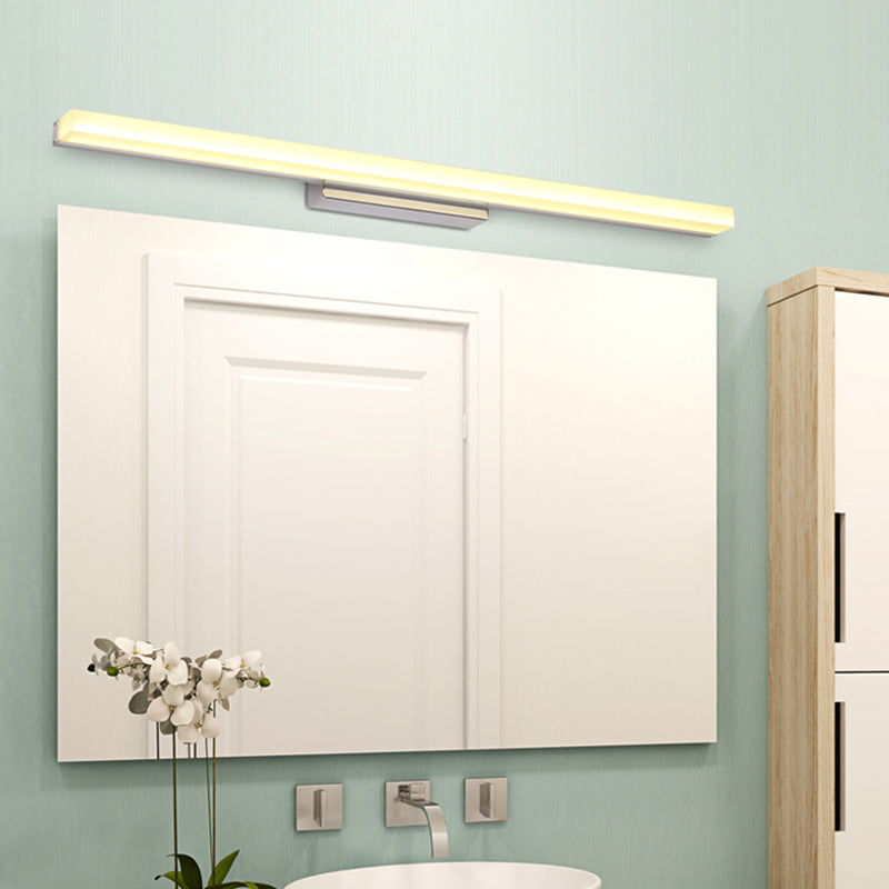 BowLift | LED Bathroom Wall Lamp Contemporary Chrome Vanity Lighting with Streamlined Metal Shade in Warm/White Light