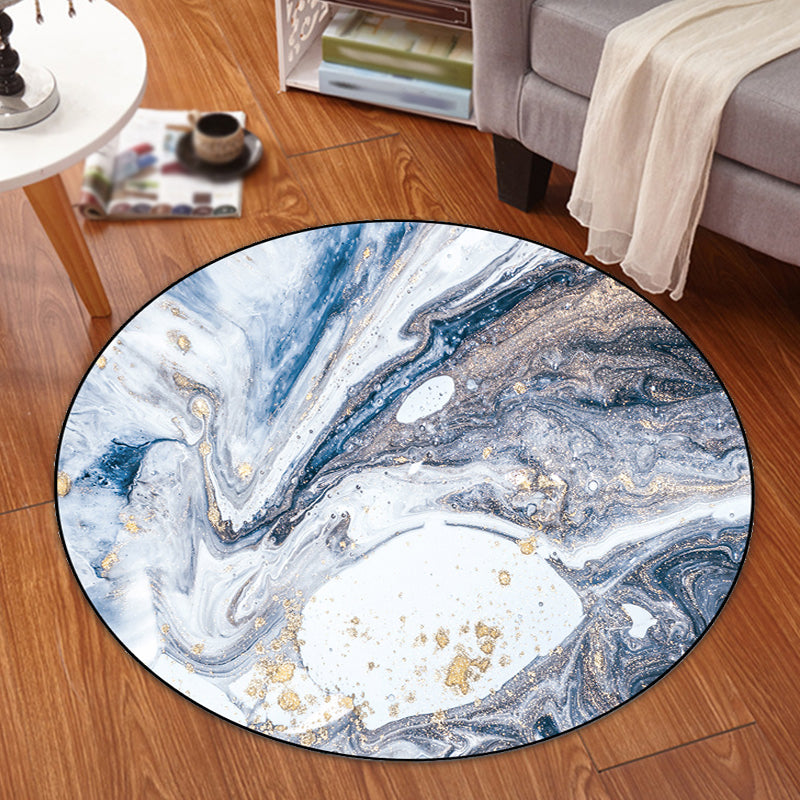 BowLift | Simple Abstract Area Rug Green and Blue Modernist Carpet Polyester Non-Slip Pet-Friendly Washable Rug for the Living Room