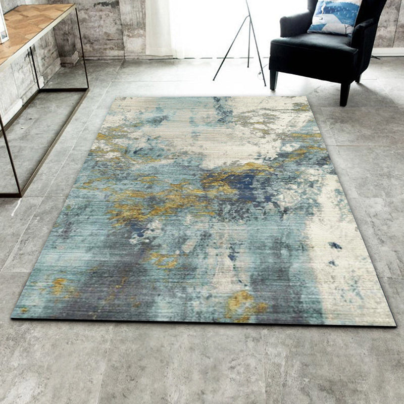 BowLift | Green Living Room Carpet Industrial Abstract Carpet Polyester Machine Washable Non-Slip Backing Rug