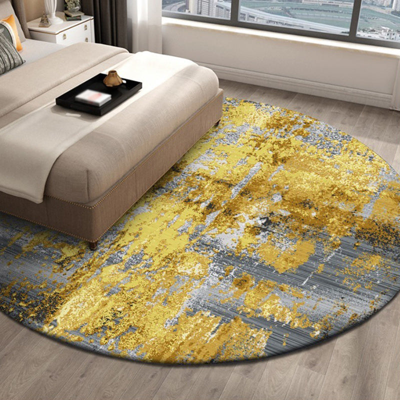 BowLift | Industrial abstract carpet Gold Polyester rug non-slip pet-friendly washable rug for home