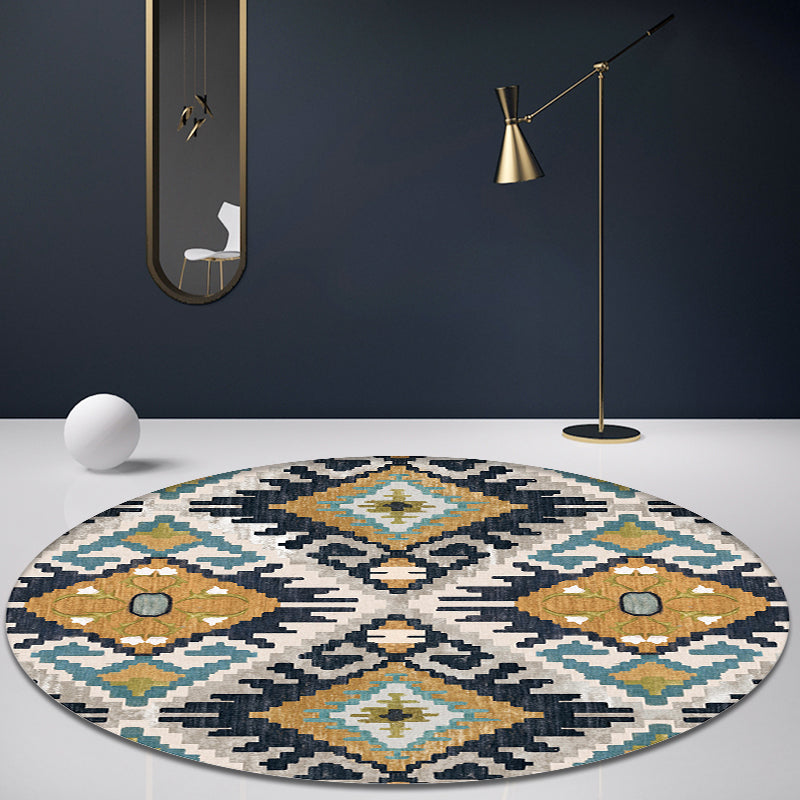 BowLift | Colorful Living Room Carpet Southwestern Tribal Diamond Pattern Carpet Synthetic Machine Washable Non-Slip Back Carpet