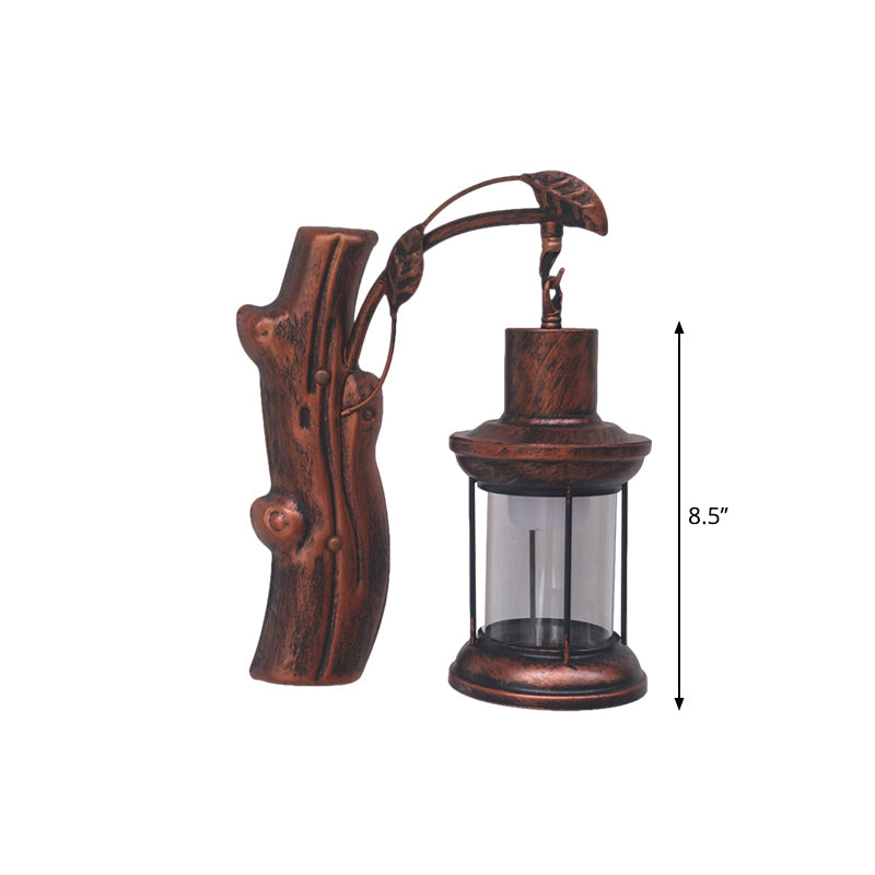 BowLift | Kerosene Gang Wall Light Fixture Coastal Clear Glass 1 Light Black/Copper Sconce Lamp