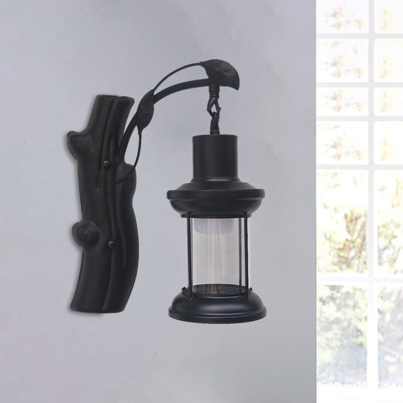 BowLift | Kerosene Gang Wall Light Fixture Coastal Clear Glass 1 Light Black/Copper Sconce Lamp