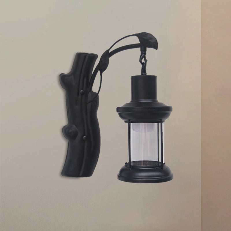 BowLift | Kerosene Gang Wall Light Fixture Coastal Clear Glass 1 Light Black/Copper Sconce Lamp