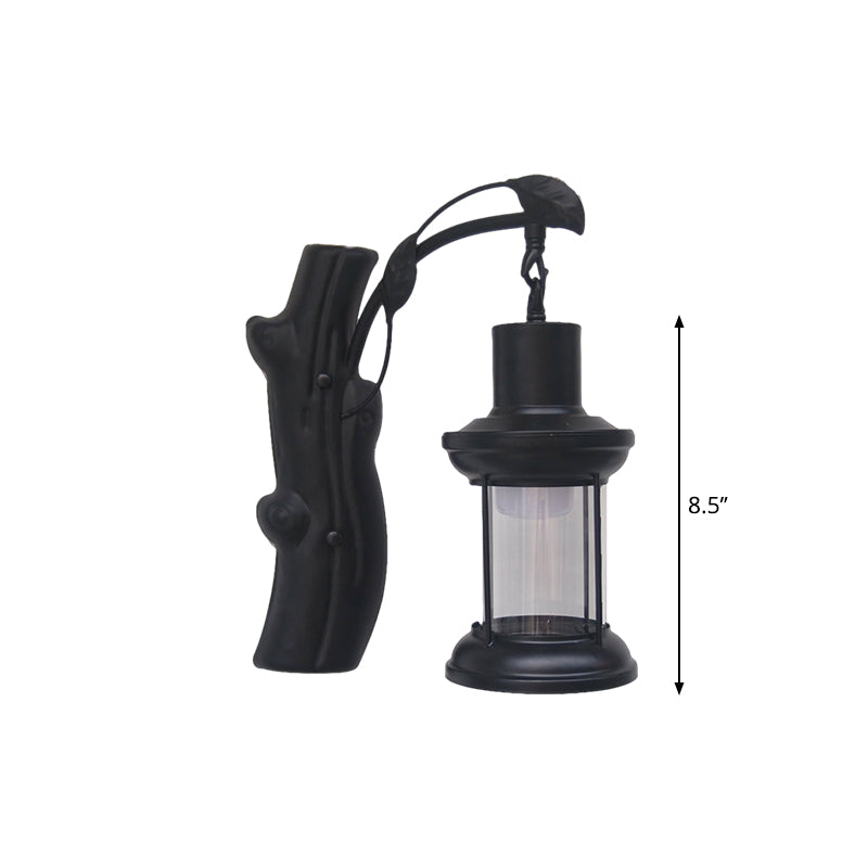 BowLift | Kerosene Gang Wall Light Fixture Coastal Clear Glass 1 Light Black/Copper Sconce Lamp