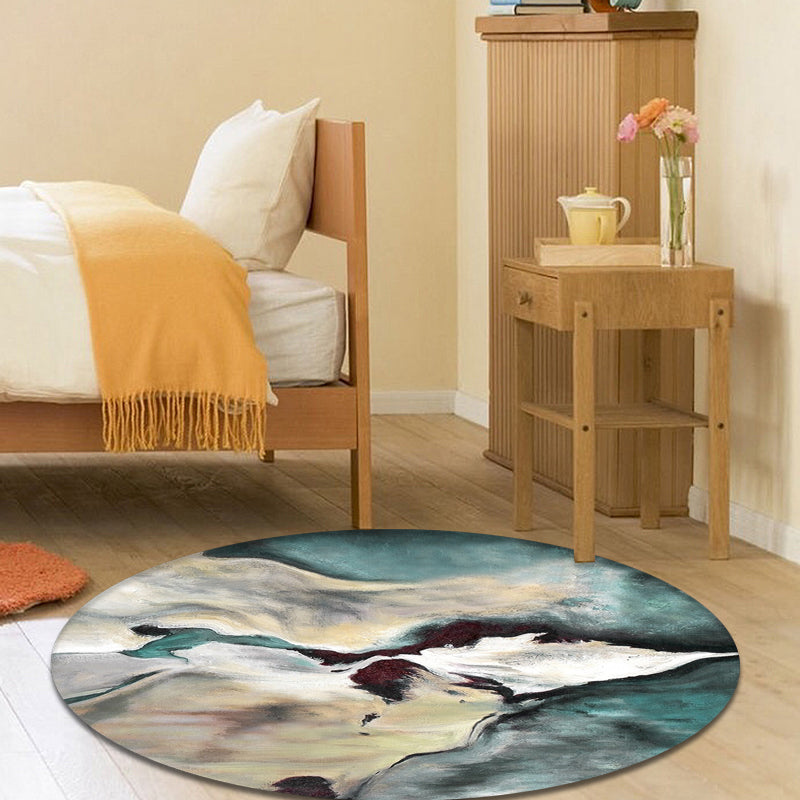 BowLift | Simple Blue Industrial Carpet Polyester Abstract Carpet Washable Non-Slip Underlay Pet-Friendly Carpet for the Living Room