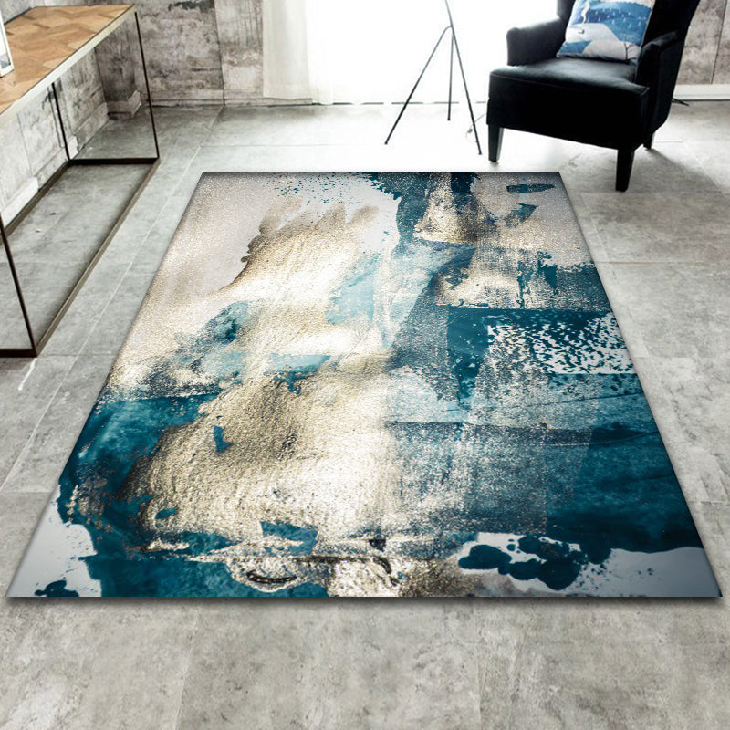 BowLift | Minimalist Abstract Star Pattern Carpet Blue Polyester Rug Non-Slip Pet-Friendly Washable Indoor Carpet for Decoration