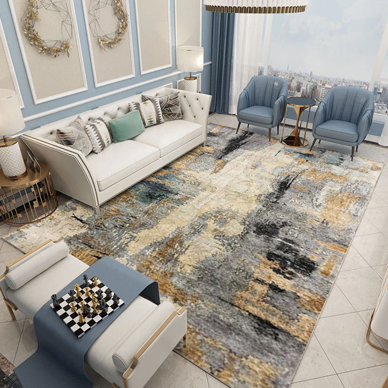 BowLift | Funky Abstract Area Rug Multi Color Contemporary Rug Polyester Washable Non-slip Pet Friendly Carpet for the Living Room