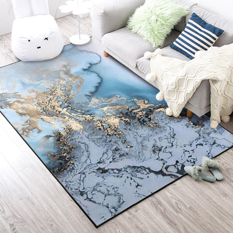 BowLift | Casual Industrial Area Rug Polyester Abstract Watercolor Pattern Carpet Washable Pet-Friendly Rug for Living Space