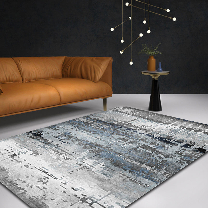 BowLift | Creative Industrial Area Floor Rug Polyester Grey Abstract Carpet Washable Pet Friendly Rug for Parlor