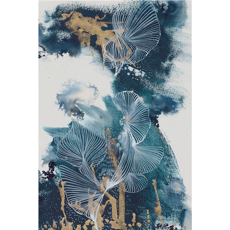 BowLift | Blue Modernism Rug Polyester Swirl Stripes and Watercolor Pattern Rug Pet-Friendly Washable Non-Slip Rug for Bedroom