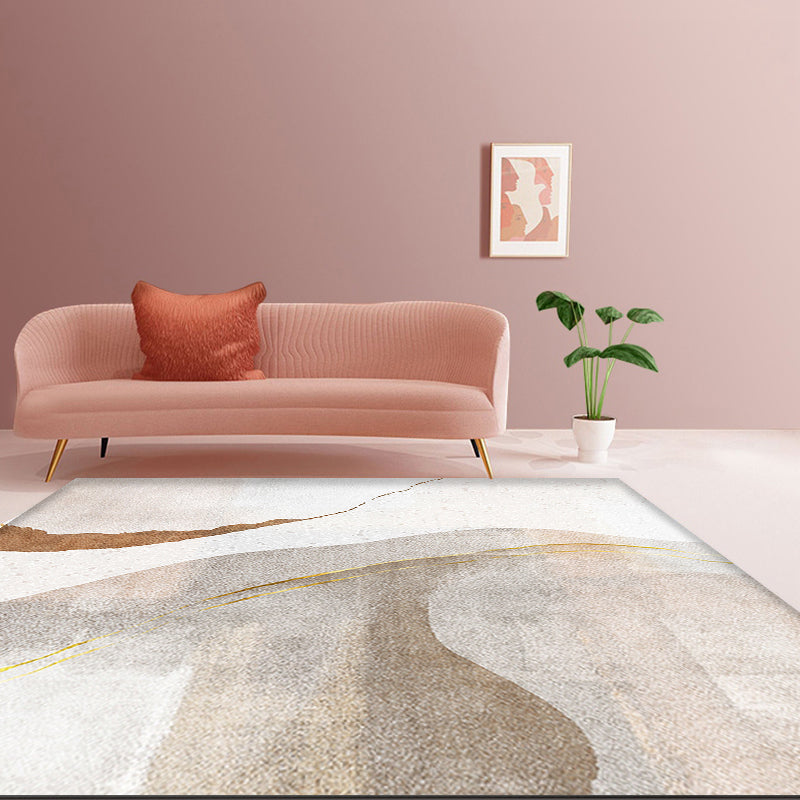 BowLift | Brown Parlour Rug Simplicity Abstract Rug Polyester Machine Washable Non-Slip Backing Carpet