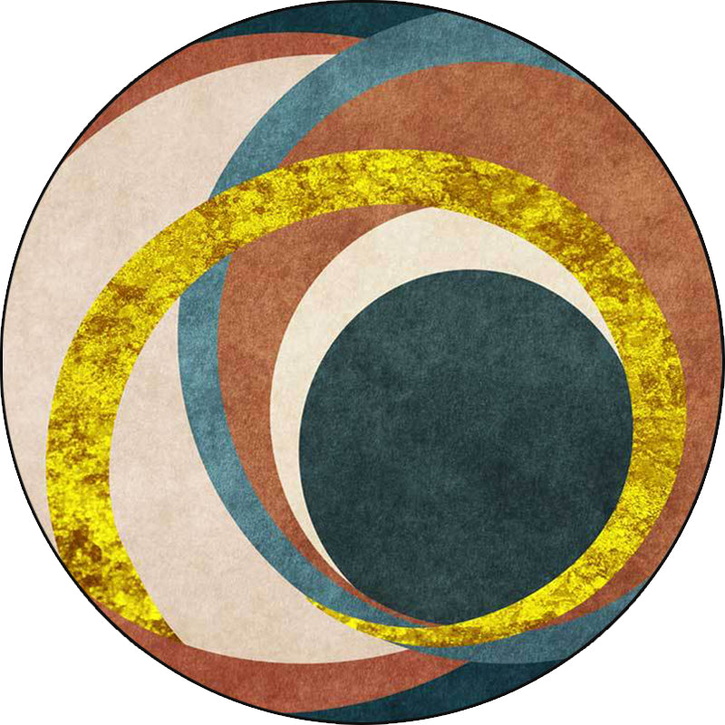 BowLift | Exotic Novelty Indoor Rug Golden Circles Area Rug Stain Resistant Rug for Home Decor