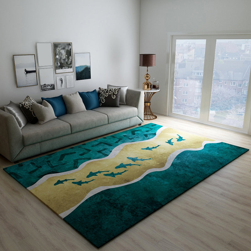 BowLift | Dark Color Block Abstract Rug Polypropylene Minimalist Carpet Stain Resistant Non-Slip Back Rug for Bedroom