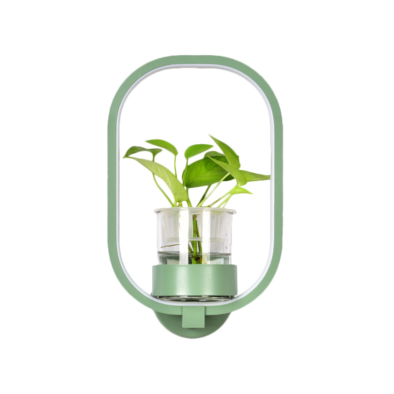 BowLift | Round/Rectangular Metal Wall Lamp Macaron Gray/Yellow/Blue LED Wall Light with Plant Pot for the Bedroom