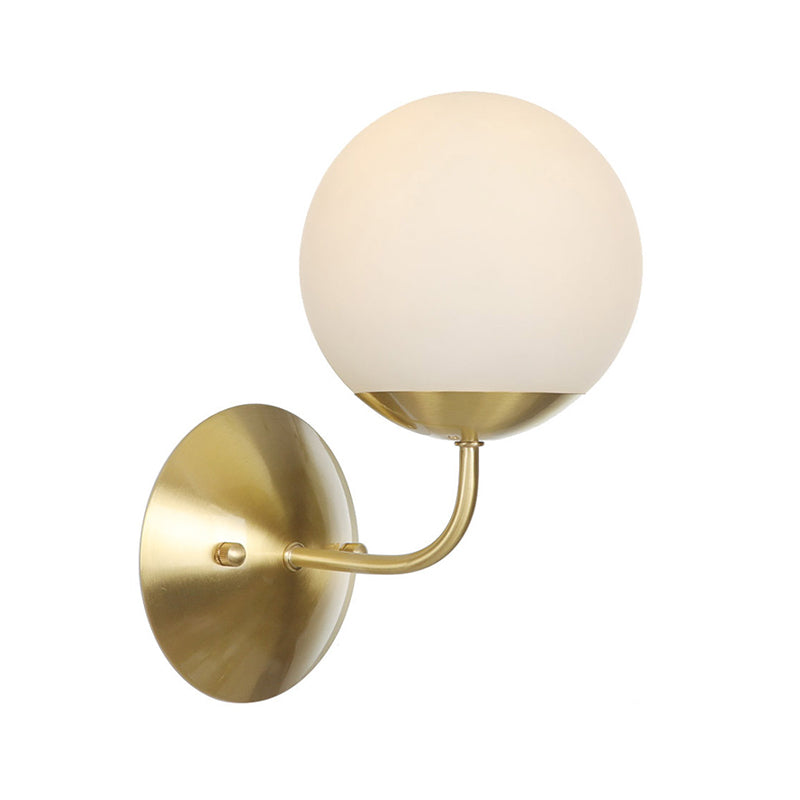 BowLift | Brass 1-Light Wall Lamp Fixture Antique Frosted White Glass Tulip Shade/Cylinder Wall Mount Light with Arm