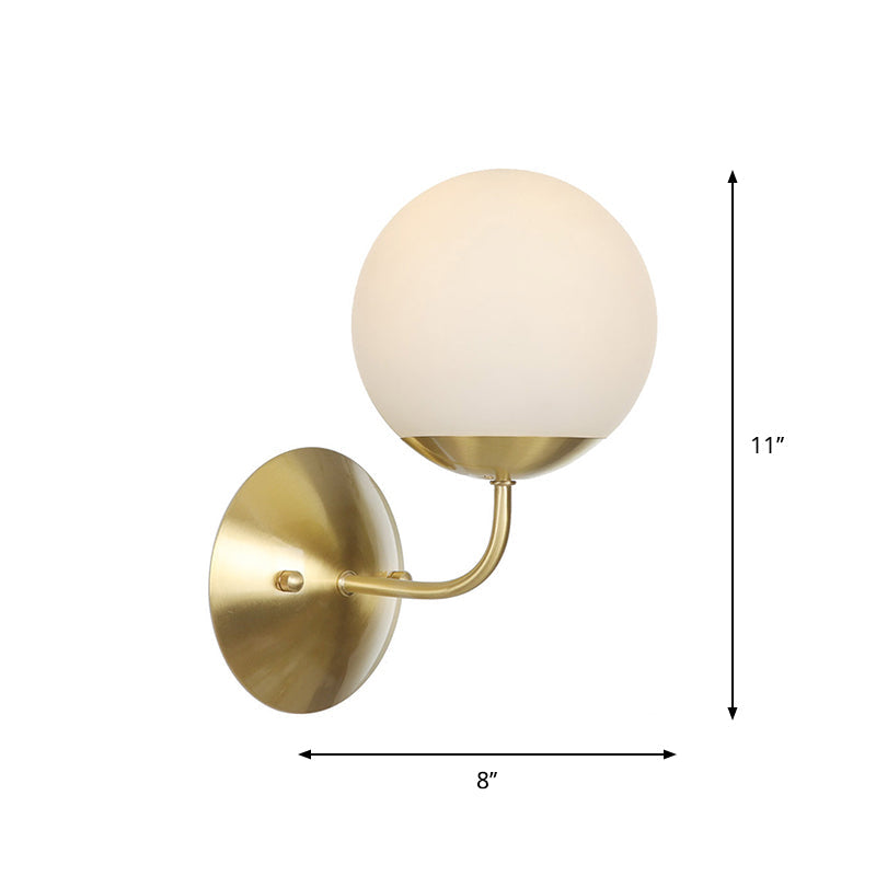 BowLift | Brass 1-Light Wall Lamp Fixture Antique Frosted White Glass Tulip Shade/Cylinder Wall Mount Light with Arm