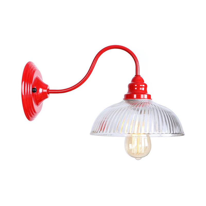 BowLift | Iron Red Wall Lighting Kit Gooseneck 1 Bulb Loft Style Wall Lighting with Cone/Sphere/Bell Clear Glass Shade