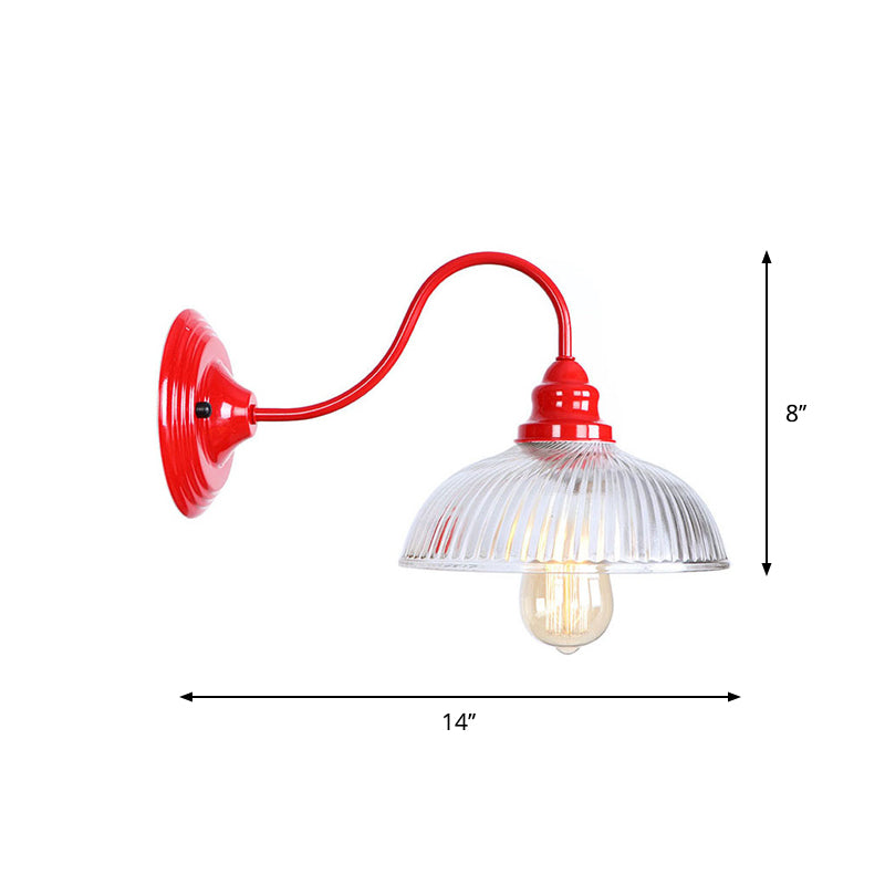 BowLift | Iron Red Wall Lighting Kit Gooseneck 1 Bulb Loft Style Wall Lighting with Cone/Sphere/Bell Clear Glass Shade