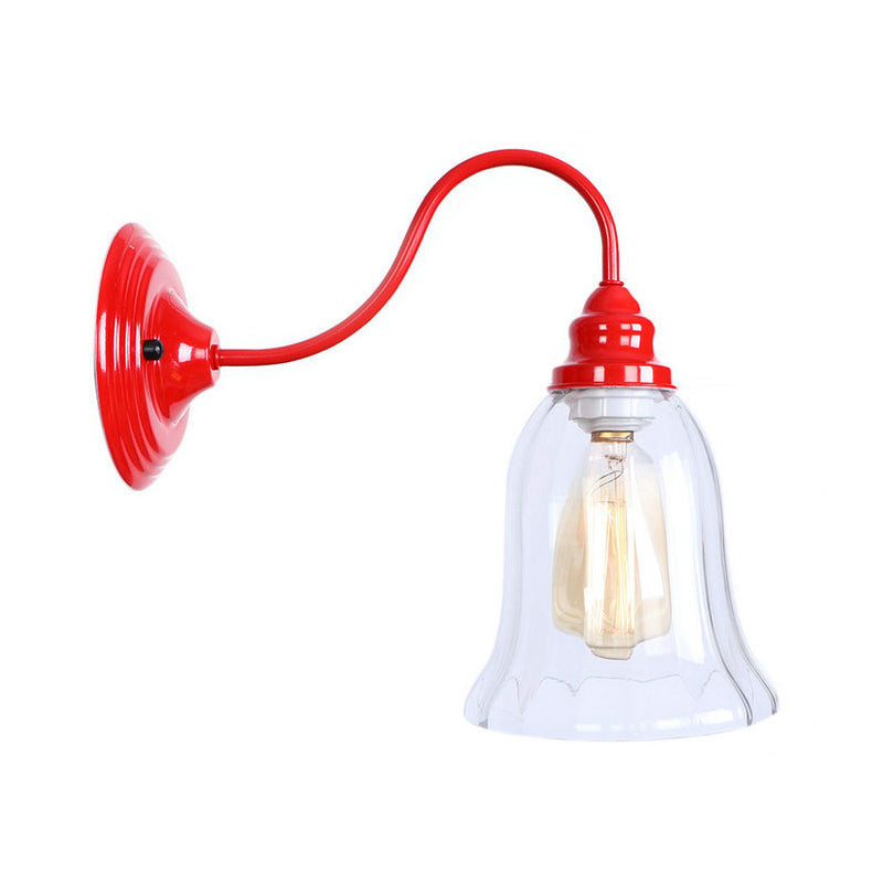 BowLift | Iron Red Wall Lighting Kit Gooseneck 1 Bulb Loft Style Wall Lighting with Cone/Sphere/Bell Clear Glass Shade
