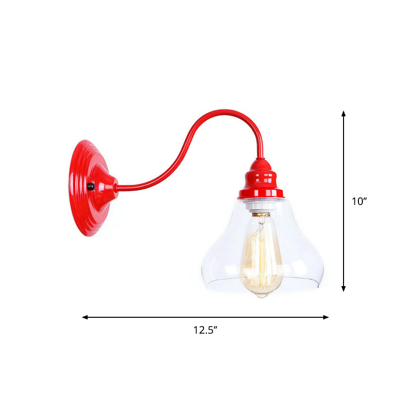 BowLift | Iron Red Wall Lighting Kit Gooseneck 1 Bulb Loft Style Wall Lighting with Cone/Sphere/Bell Clear Glass Shade