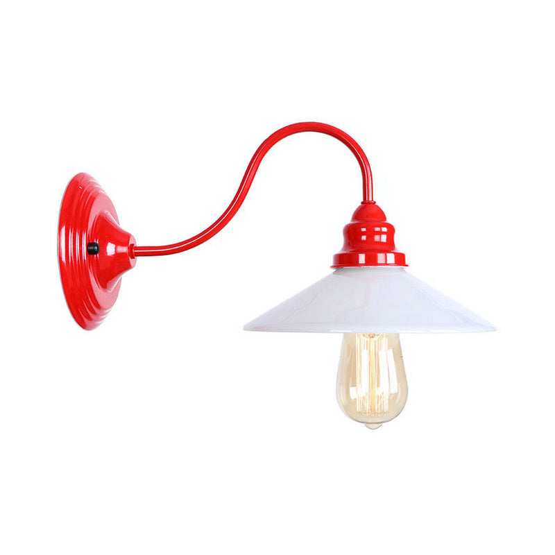 BowLift | Iron Red Wall Lighting Kit Gooseneck 1 Bulb Loft Style Wall Lighting with Cone/Sphere/Bell Clear Glass Shade